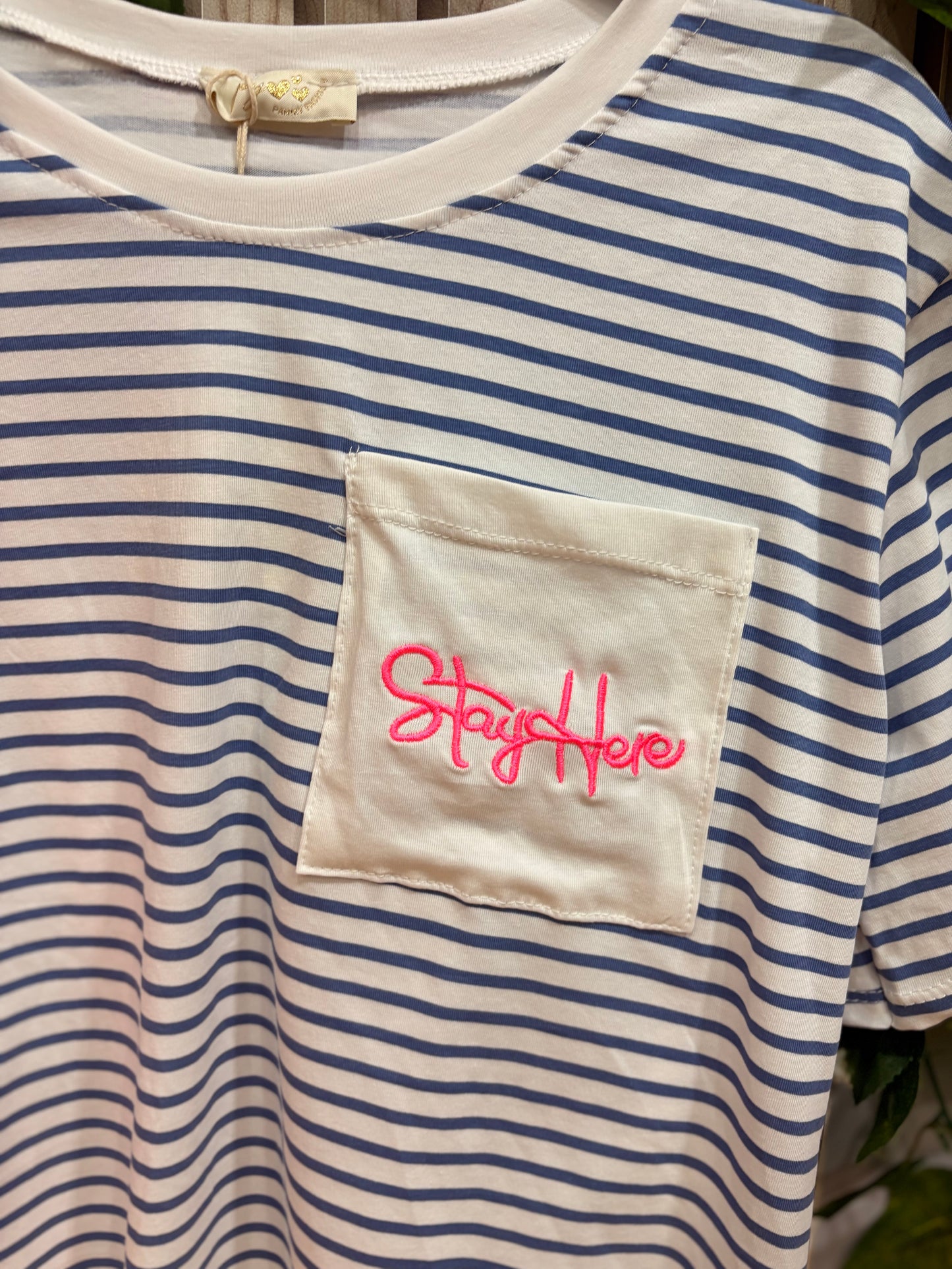 Camiseta Kaelis Camiseta de rayas mujer con bolsillo contraste Kaelis