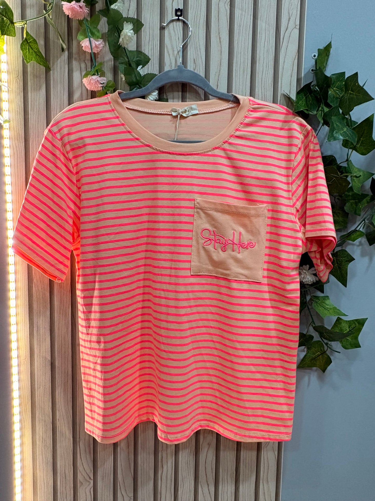 Camiseta Kaelis Camiseta de rayas mujer con bolsillo contraste Kaelis