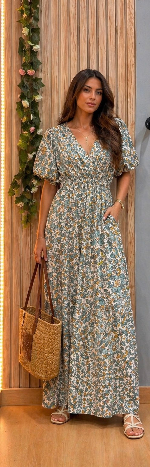 Vestido Elaris Vestido largo floral con escote cruzado Elaris