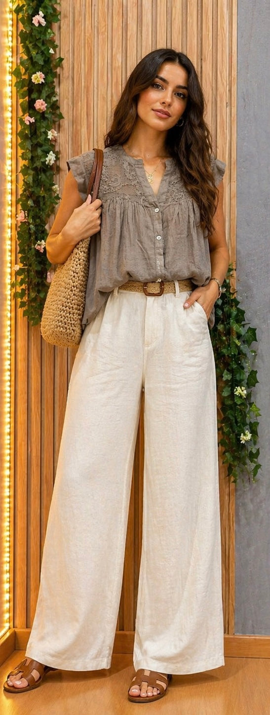 Blusa Alma – blusa mujer boho con bordado y volante en hombro