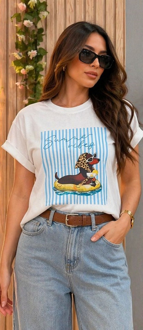 Camiseta Capri – camiseta mujer estampado summer vibes algodón