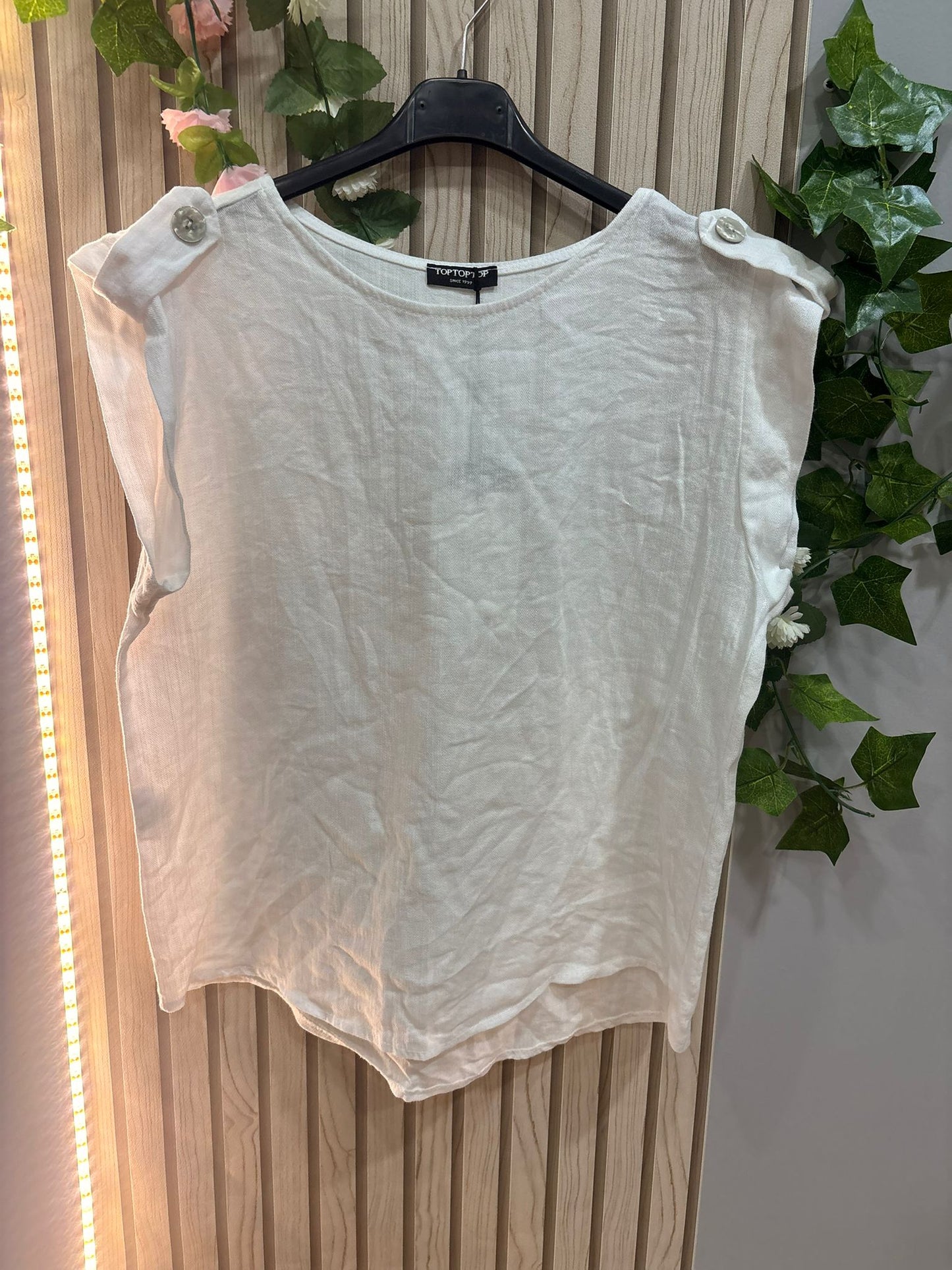 Camisa Nerea – camisa mujer fluido efecto lino con detalle en hombros