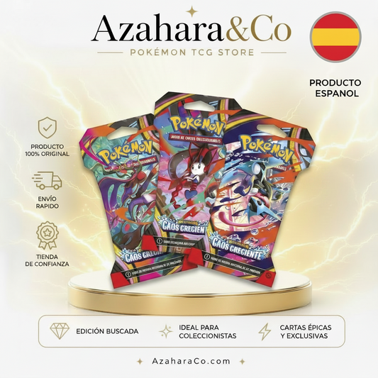 PREPEDIDO - 3 Sobre cartas Caos Creciente Megaevolución Pokémon español surtido