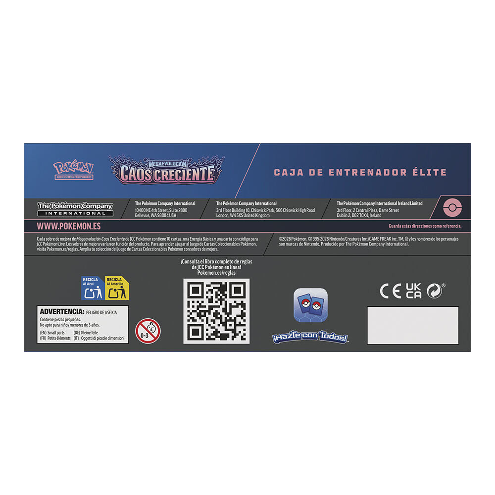 PREPEDIDO - Estuche cartas Entrenador Elite Caos Creciente Megaevolucion Pokemon español