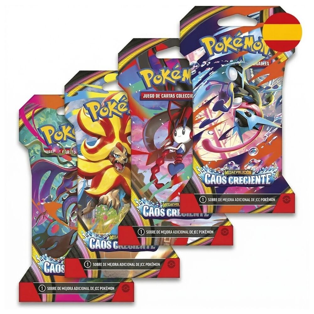 PREPEDIDO - 3 Sobre cartas Caos Creciente Megaevolución Pokémon español surtido