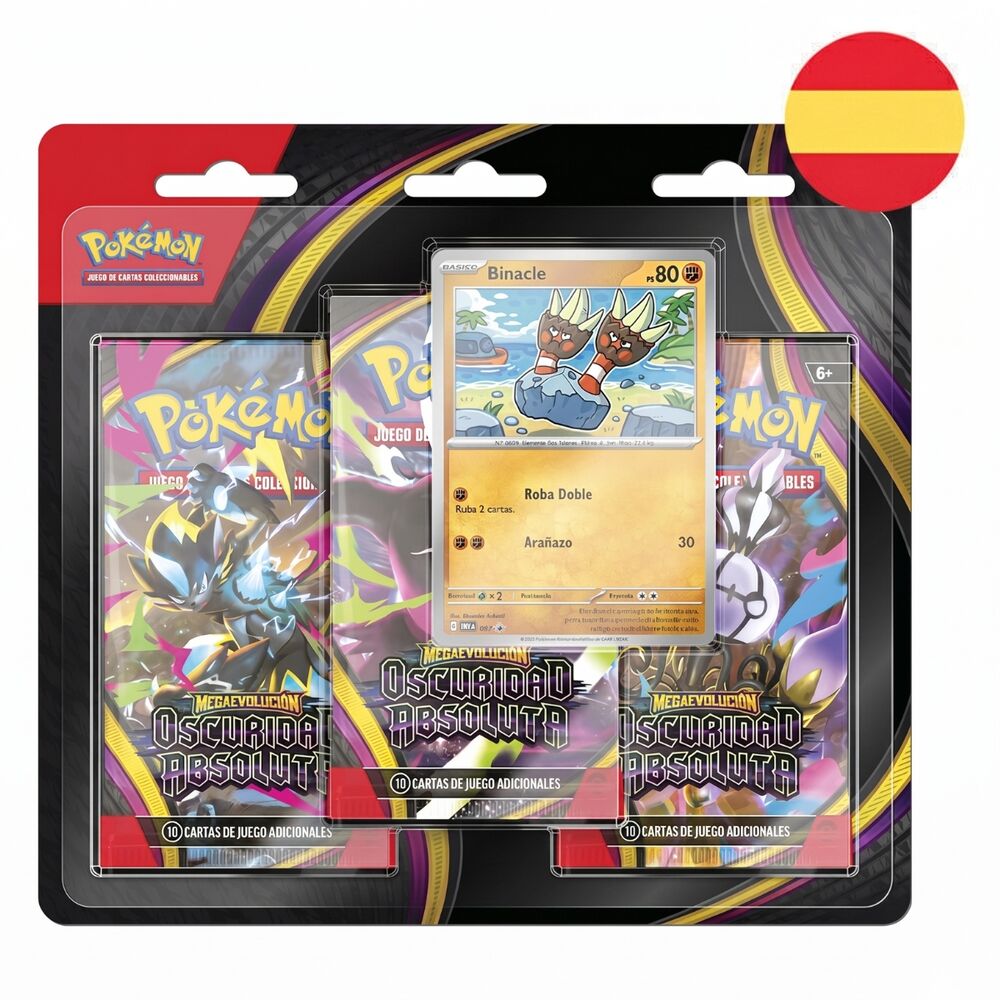 PREPEDIDO -Blister 3 sobres cartas Expansion Megaevolucion Oscuridad Absoluta Pokemon español